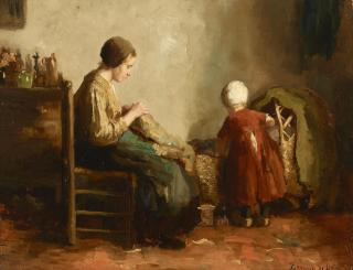 Bernard De Hoog - A quiet moment in the cottage