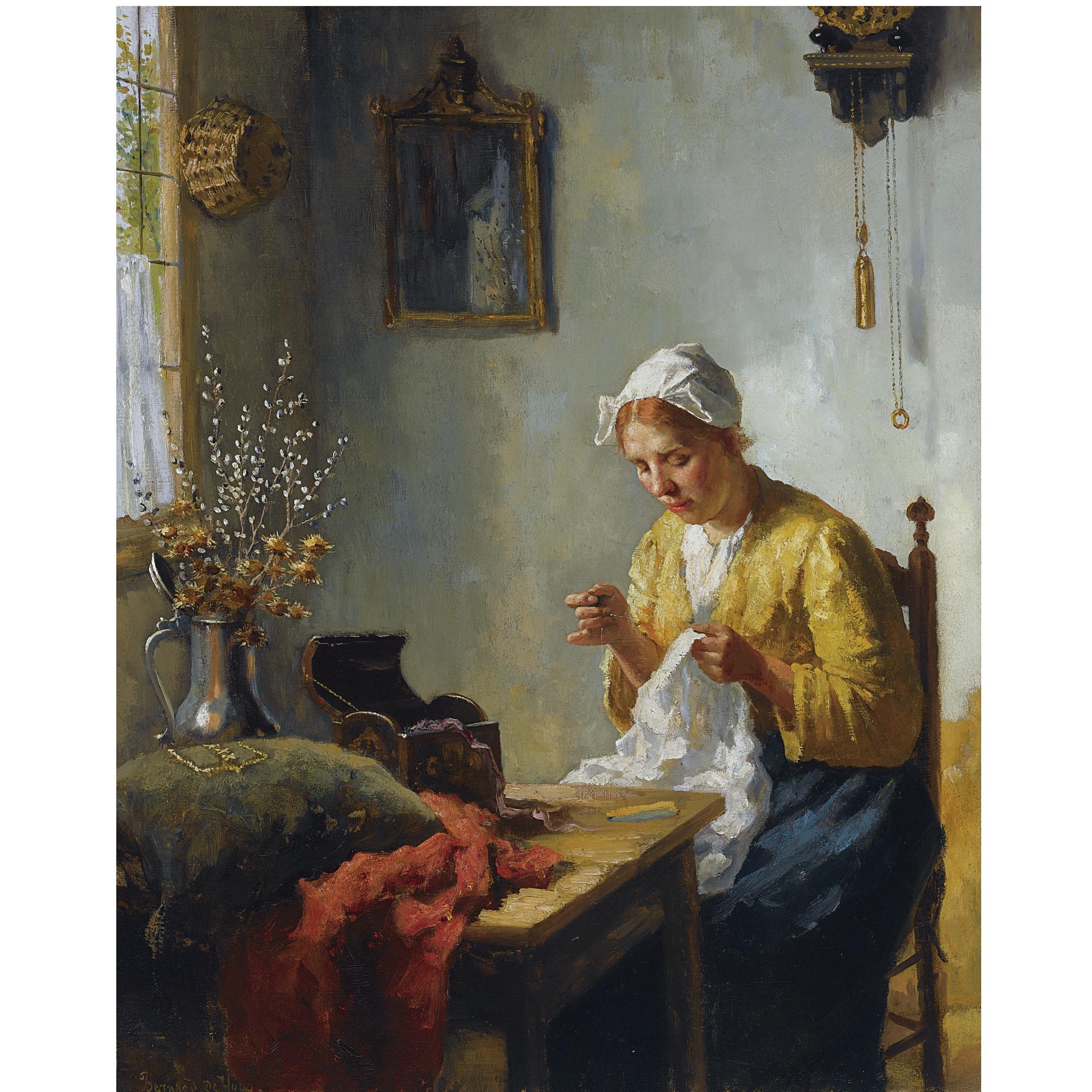 Bernard De Hoog - Dutch Doing Needlework By The Window