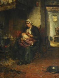 Bernard de Hoog - Interieur mit stillender Mutter