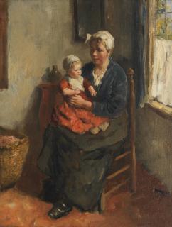 Bernard De Hoog - Mother and child in an interior