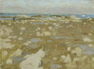 Bernard Dunstan, R.A. - Beach, brown and white