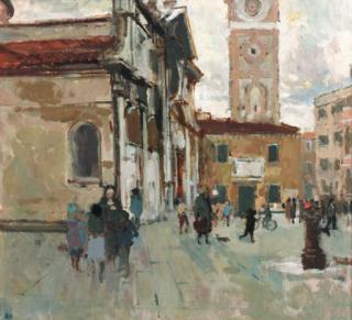 Bernard Dunstan, R.A. - Campo S. Maria Formosa - Grey Day