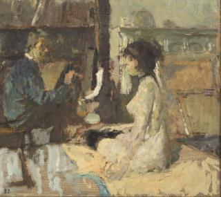 Bernard Dunstan, R.A. - Model and painter at work