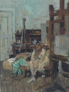 Bernard Dunstan, R.A. - Model in a studio