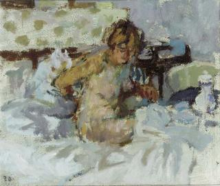 Bernard Dunstan, R.A. - Nude getting out of Bed