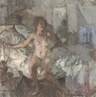 Bernard Dunstan, R.A. - Nude with Oil Lamp (White Necklace)