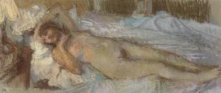 Bernard Dunstan, R.A. - Nude with Reading Lamp
