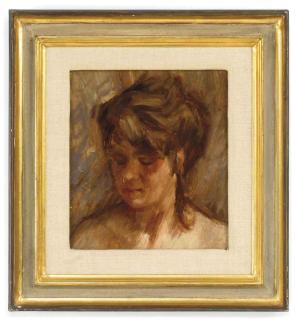 Bernard Dunstan, R.A. - Study of a lady, bust-length (recto); together with a Study of an infant (verso)