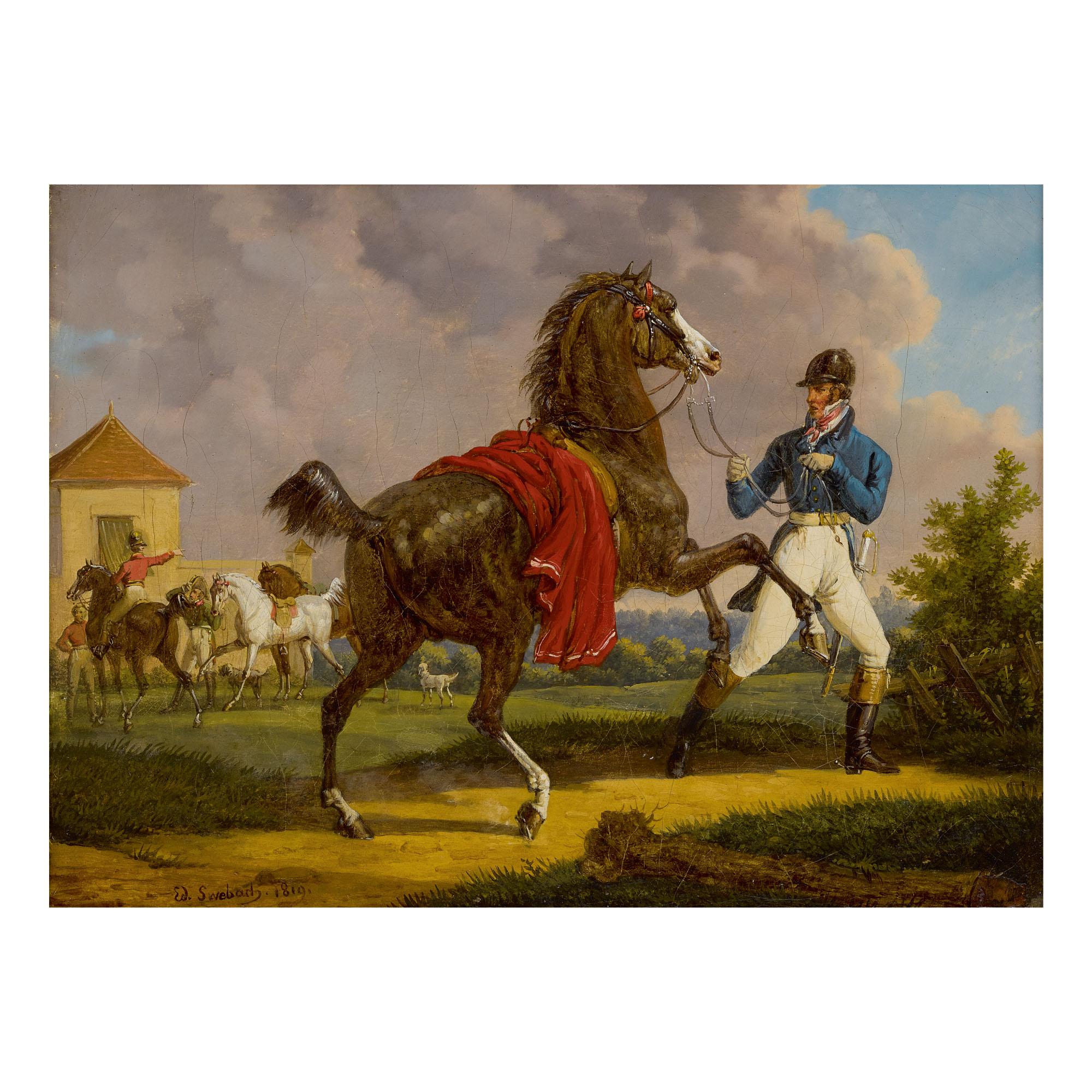 Bernard Édouard Swebach - Equerry With Horse Of Louis Xviii Outside The Royal Stables