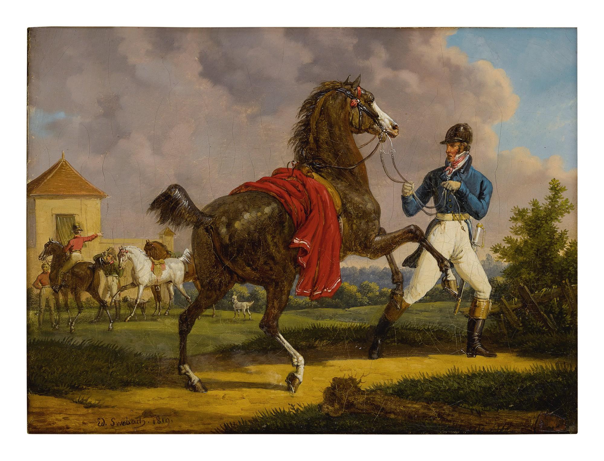 Bernard Édouard Swebach - Equerry With Horse Of Louis Xviii Outside The Royal Stables