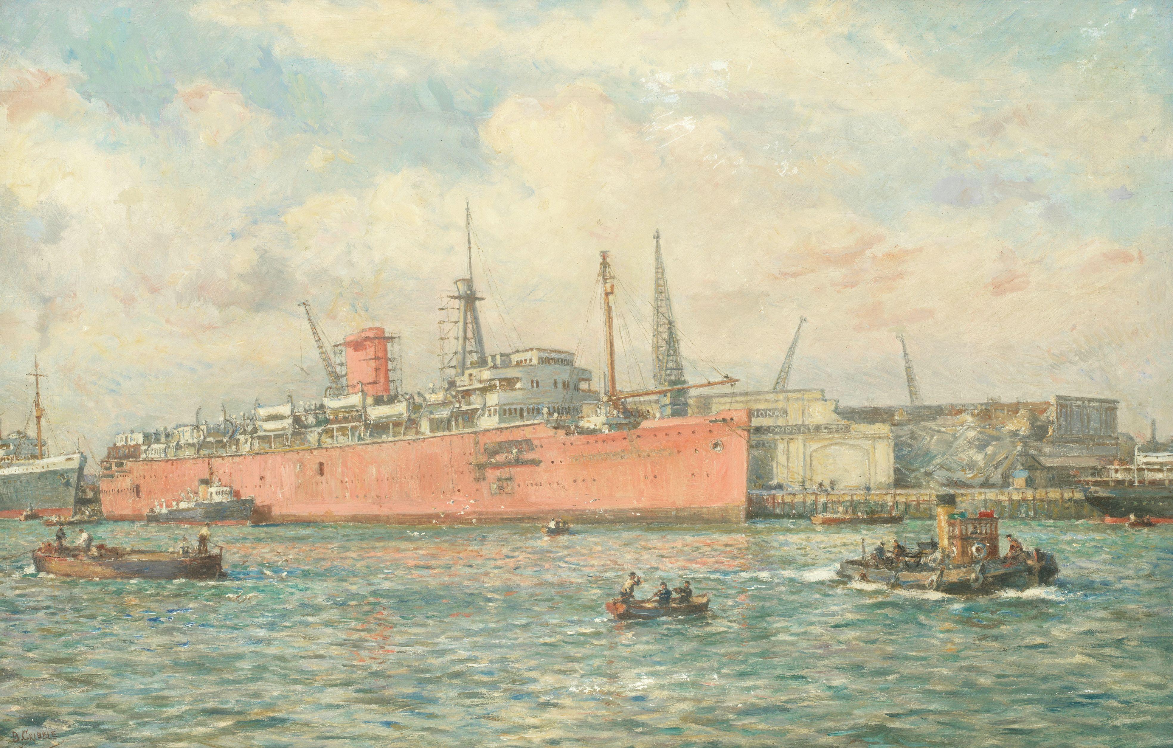 Bernard Finegan Gribble, R.B.C. - S.S. Monarch Of Bermuda Under Construction