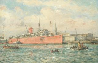 Bernard Finegan Gribble, R.B.C. - S.S. Monarch Of Bermuda Under Construction