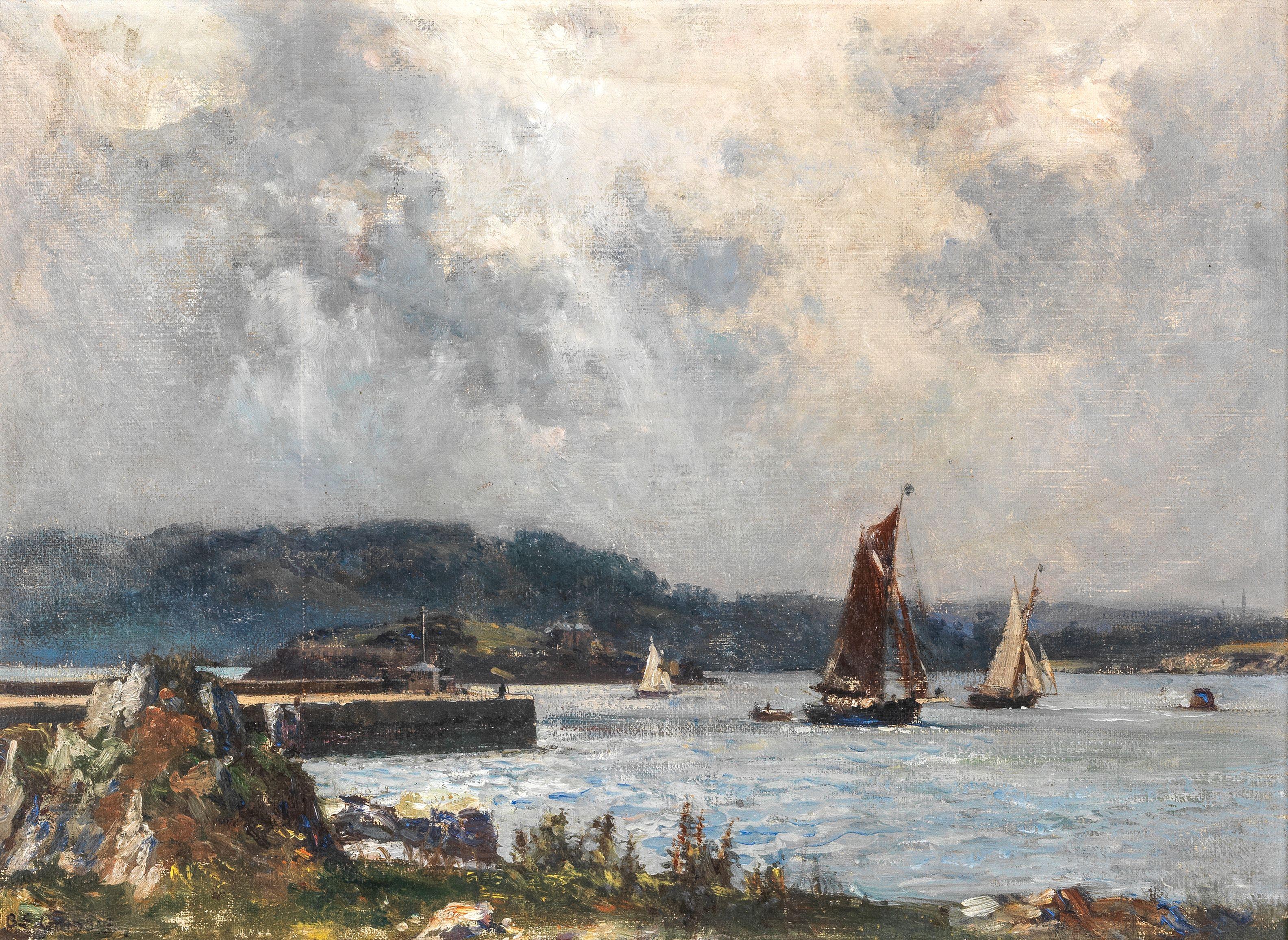 Bernard Finegan Gribble, R.B.C. - Yachts off a jetty