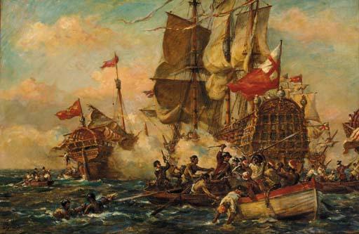 Bernard Finegan Gribble - A naval engagement