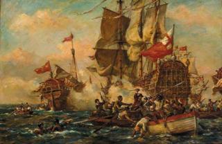 Bernard Finegan Gribble - A naval engagement