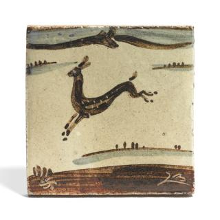 Bernard Leach - \'Leaping Deer\' Tile