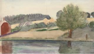 Bernard Meninsky - House by the lake