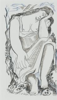 Bernard Meninsky - Mary Magdalene: an illustration for John Milton\'s \'L\'Allegro il Penseroso\' published by Allan Wingate, 1947