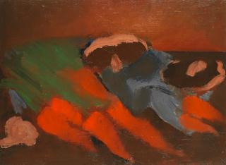 Bernard Meninsky - Mushrooms, Carrots and Green Cloth