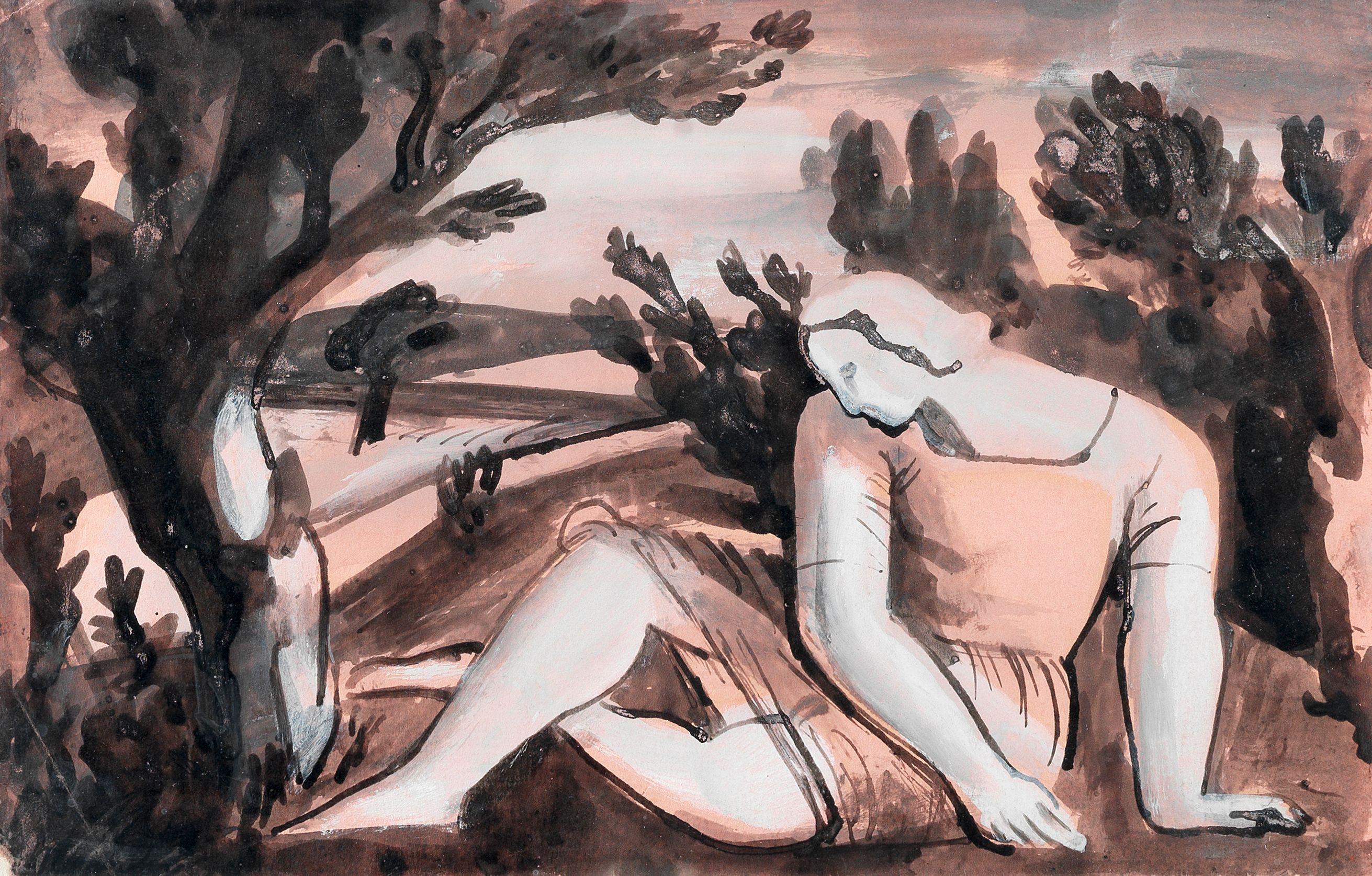 Bernard Meninsky - Woman in Landscape