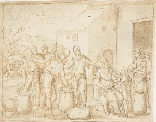 Bernard Salomon - Joseph\'s Brothers returning to Jacob (Gen. 42)