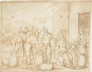 Bernard Salomon - Joseph\'s Brothers returning to Jacob (Gen. 42)