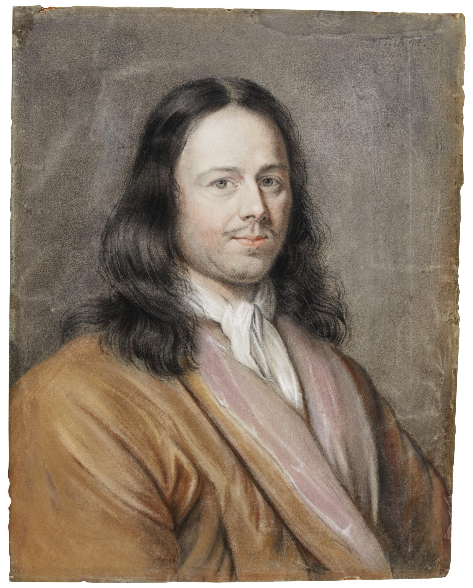 Bernard Vaillant - Portrait Of A Gentleman, Bust Length, Wearing A Yellow Cloak