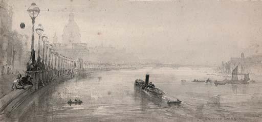 Bernard Walter Evans, R.I. - St. Paul\'s Cathedral from the Embankment