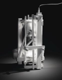 Bernardi Roig - Head Of L.G. Ruizpolyester, Wood And Neon Tube. Executed In 2006.