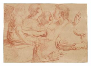 Bernardino Barbatelli, Il Poccetti - Studies of a seated angel, heads and hands