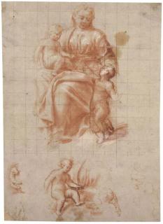 Bernardino Gatti - The Madonna and Child with the Infant Baptist, with subsidiary studies of the Infants and of the Madonna\'s hands