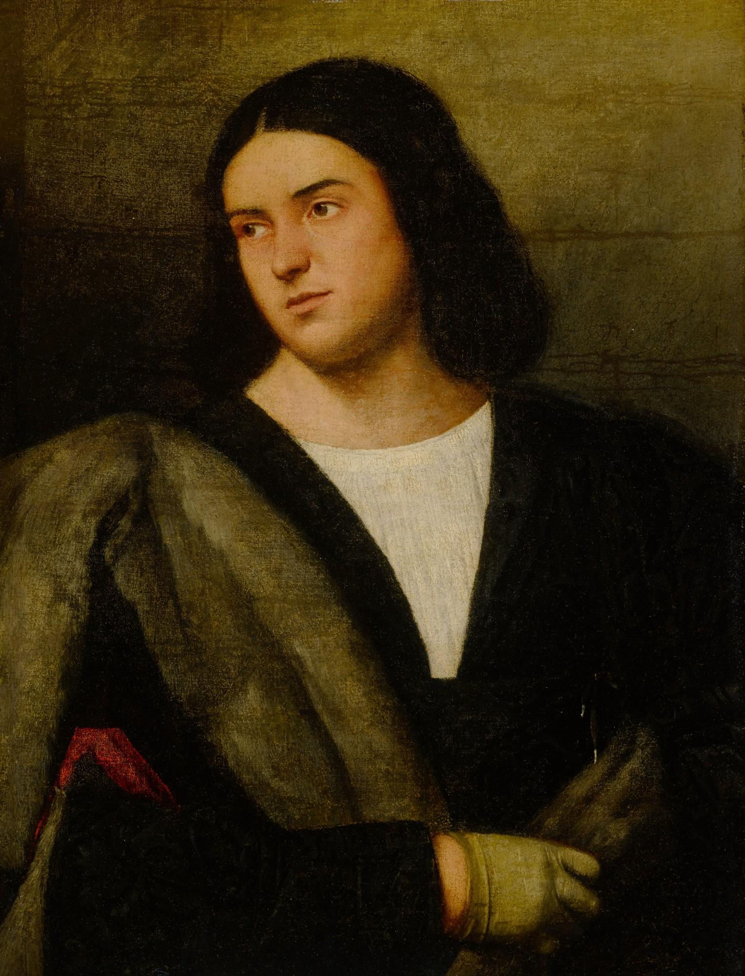 Bernardino Licinio - Portrait Of An Elegant Young Man, Half Length, Holding Gloves