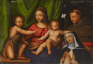 Bernardino Luini - Maria mit dem Kind und Johannesknaben, dem Heiligen Antonius von Padua und der Heiligen Katharina von Siena.