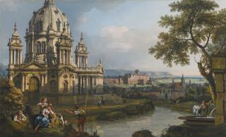 Bernardo Bellotto - A Capriccio River Landscape With A Church To The Left 