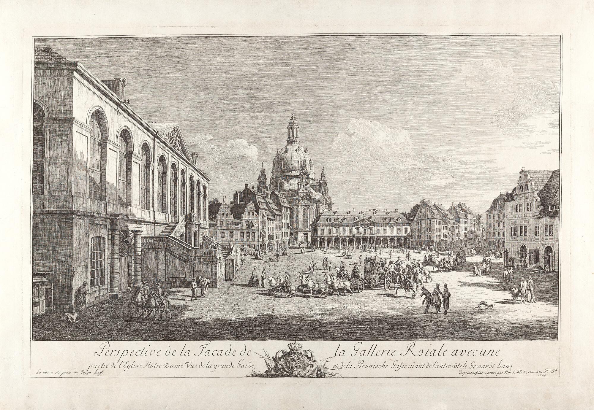 Bernardo Bellotto - Perspective de la Façade de la Gallerie Roiale avec une partie de l’Eglise Nôtre Dame