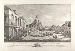 Bernardo Bellotto - Perspective de la Façade de la Gallerie Roiale avec une partie de l’Eglise Nôtre Dame