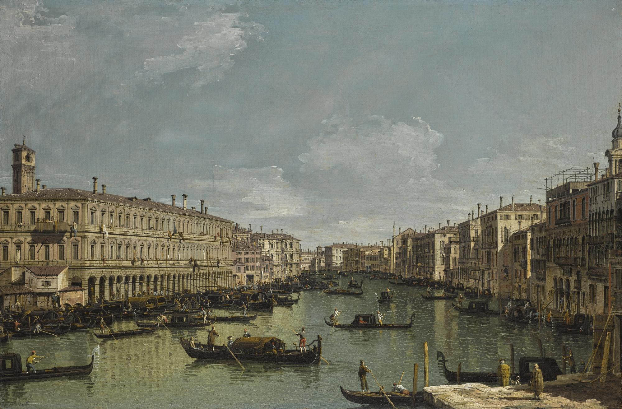 Bernardo Bellotto - Venice, A View Of The Grand Canal Looking North From Near The Rialto Bridge, With The Fabbriche Nuove On The Left