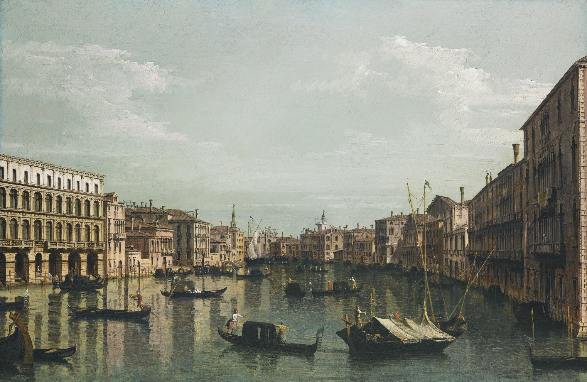 Bernardo Bellotto - Venice, A View Of The Grand Canal Looking South From The Palazzo Foscari And Palazzo Moro-Lin Towards The Church Of Santa Maria Della Carità, With Numerous Gondolas And Barges