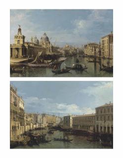 Bernardo Bellotto - Venice: The Entrance to the Grand Canal; and The Grand Canal from the Ca\' da Mosto to the Fabbriche Nuove, with the Rialto Bridge