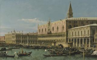 Bernardo Bellotto - Venice, the Molo, with the Doge’s Palace, the Piazzetta and the Libreria, looking west