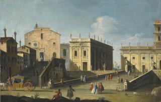 Bernardo Canal - Rome, A View Of The Church Of Santa Maria In Aracoeli And The Campidoglio