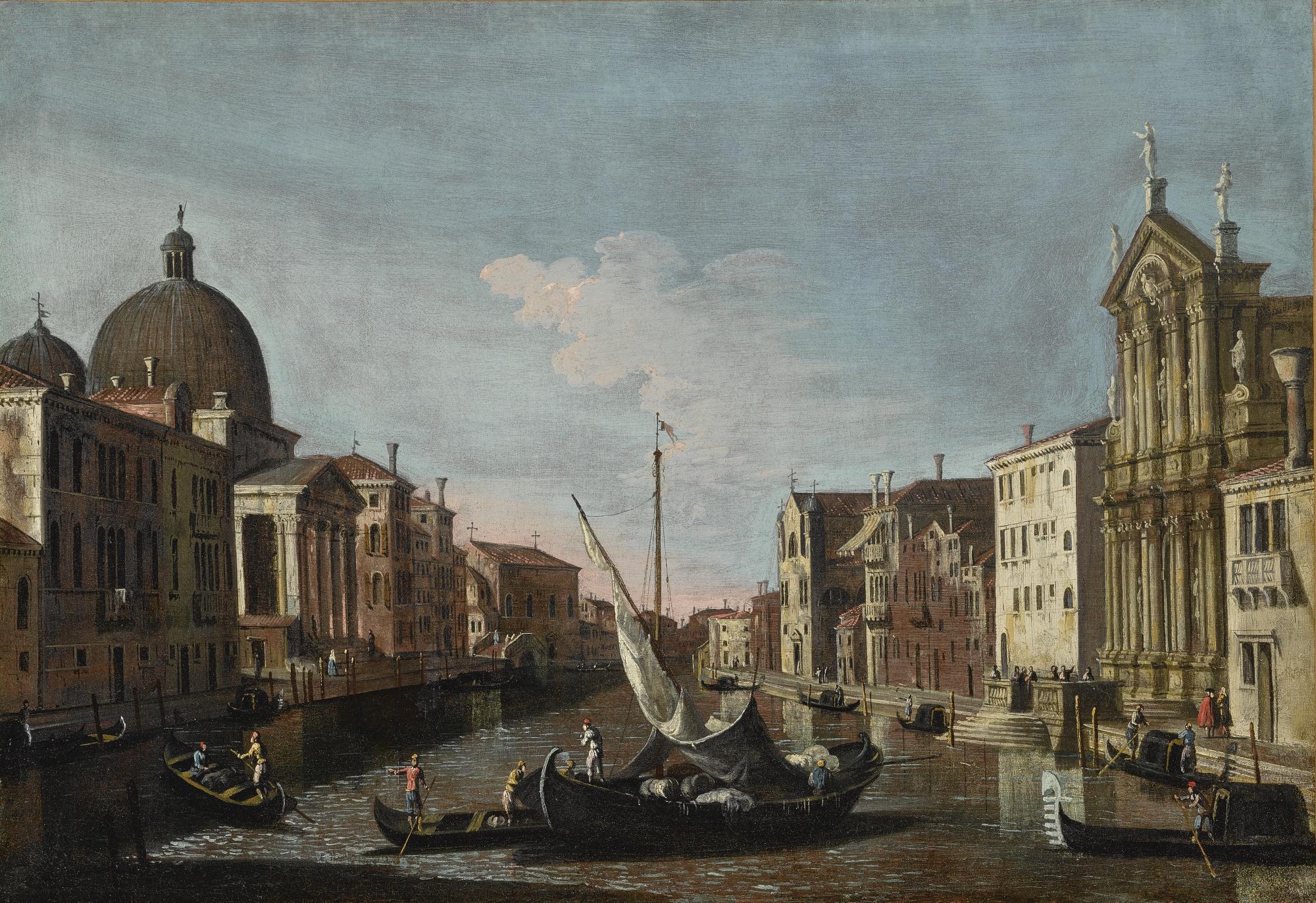 Bernardo Canal - Venice, A View Of The Grand Canal With San Simeone Piccolo
