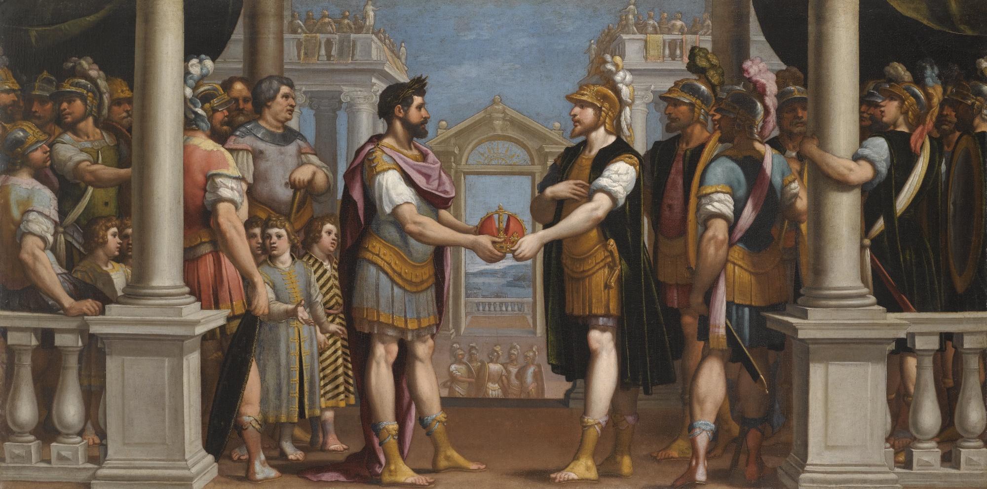 Bernardo Castello - The Reconciliation Between Romulus And Titus Tatius, King Of The Sabines