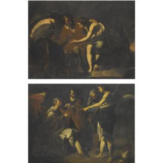 Bernardo Cavallino - Tobias Curing The Blindness Of Tobit; Lot And His Daughters