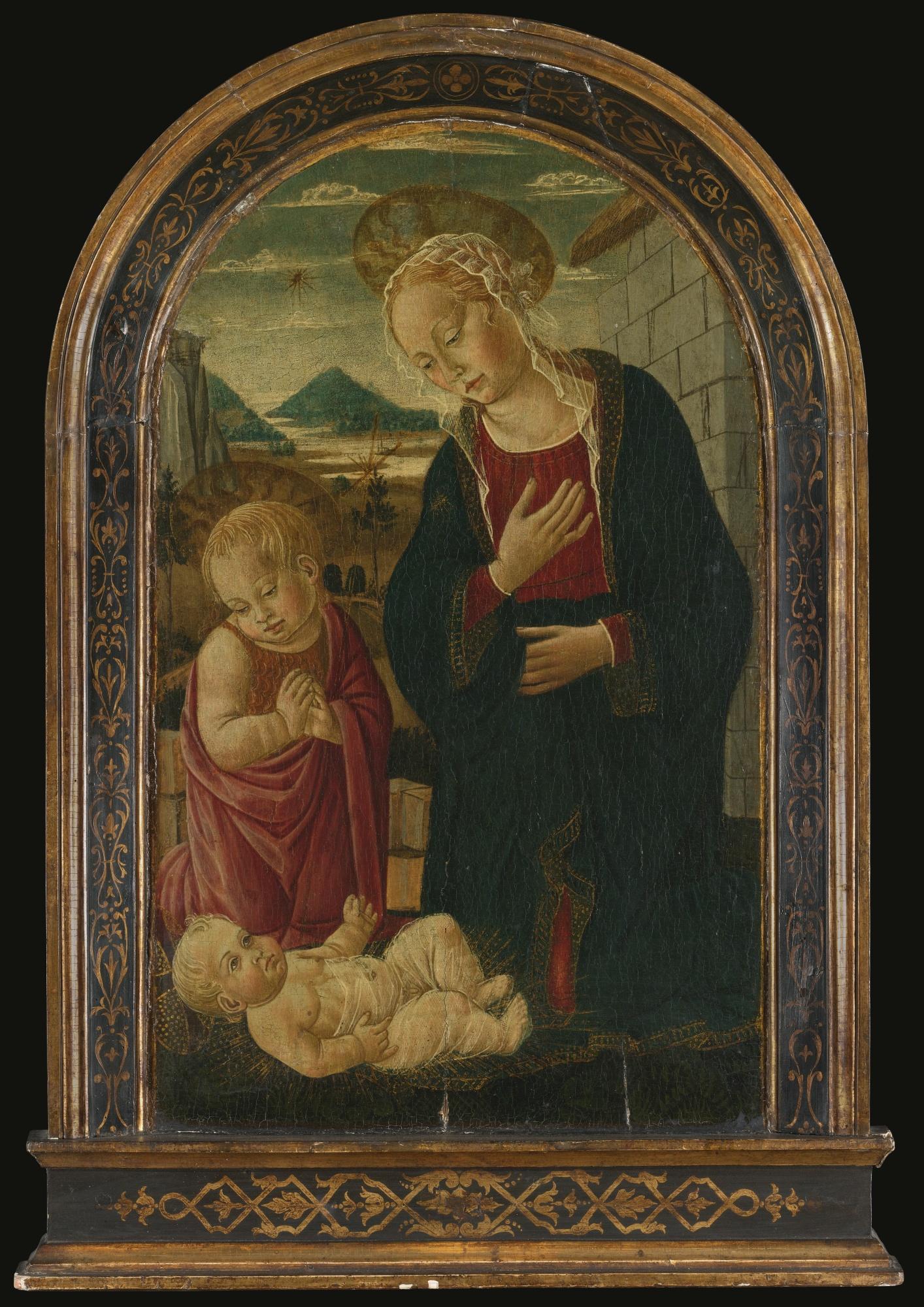 Bernardo Di Stefano Rosselli - Madonna And Child With The Infant Saint John The Baptist, In An Architectural Setting, An Extensive Mountainous Landscape Beyond