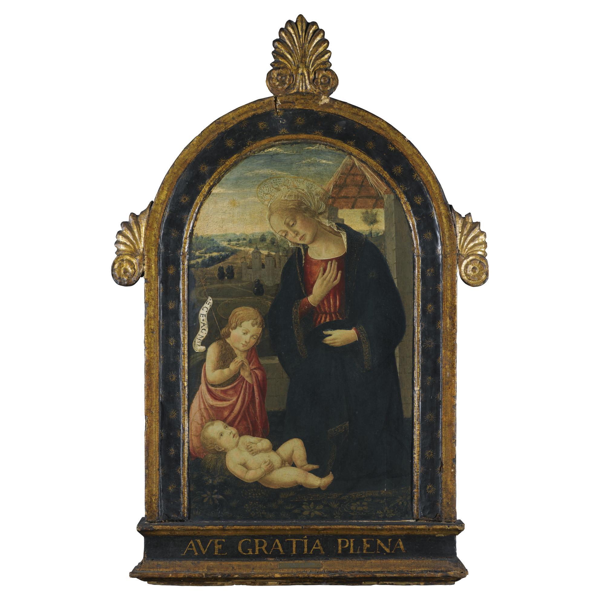 Bernardo di Stefano Rosselli - Madonna And Child With The Infant Saint John The Baptist