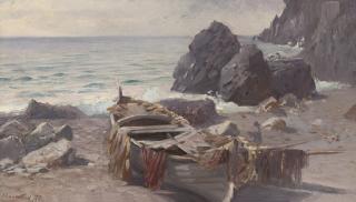 Bernardo Hay - A fishing boat at low tide, Capri