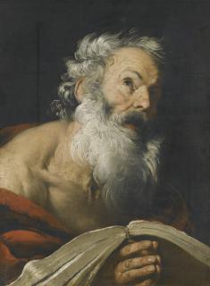 Bernardo Strozzi - Saint Jerome Meditating Over The Bible