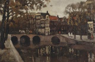 Bernardus Cornelis Noltee - A view of an Amsterdam canal