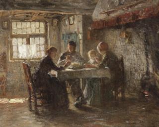 Bernardus Johannes Blommers - A family dinner